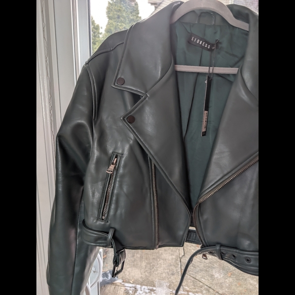 Lioness Dark Green Leather Jacket - Picture 4 of 10
